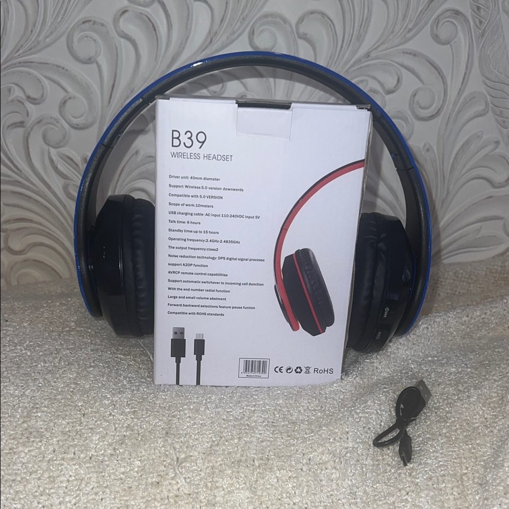 Brand New B39 Wireless Headset with Blue and Black Design